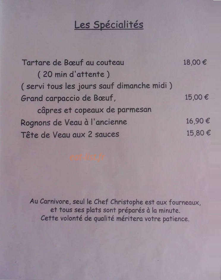 Le Carnivore — carte page 2