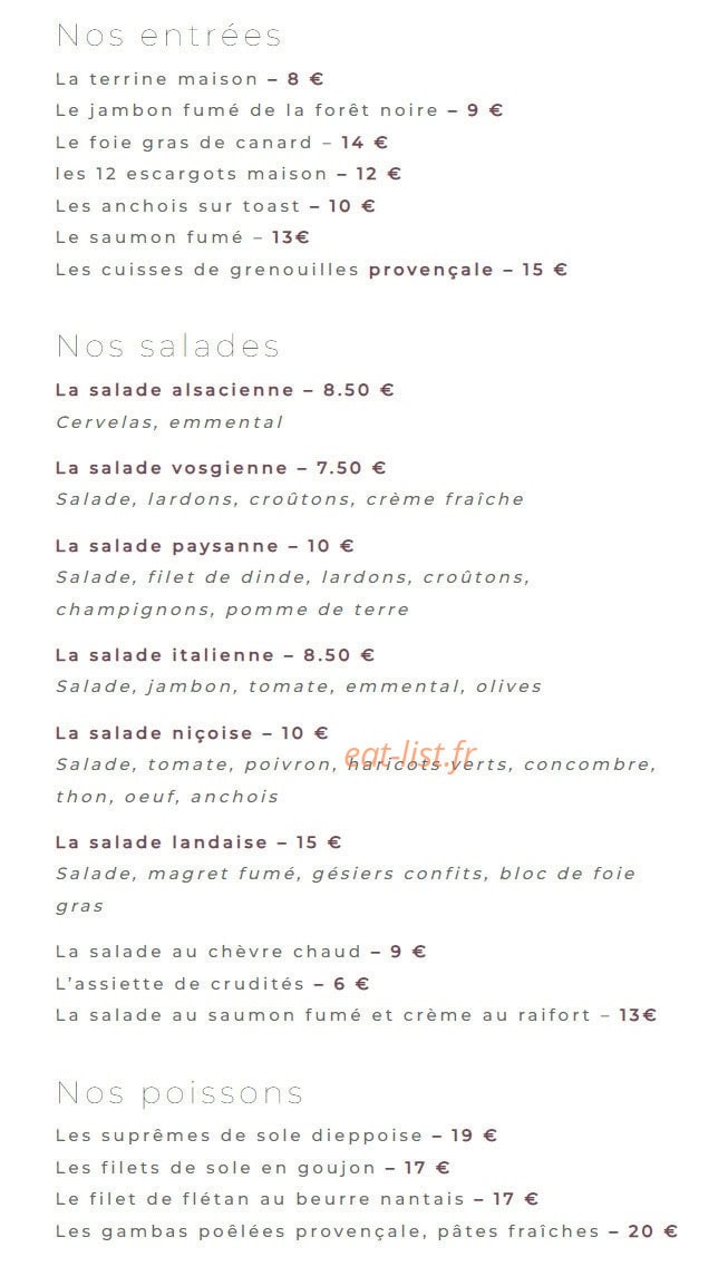 Le Caveau de la Bière — carte page 1