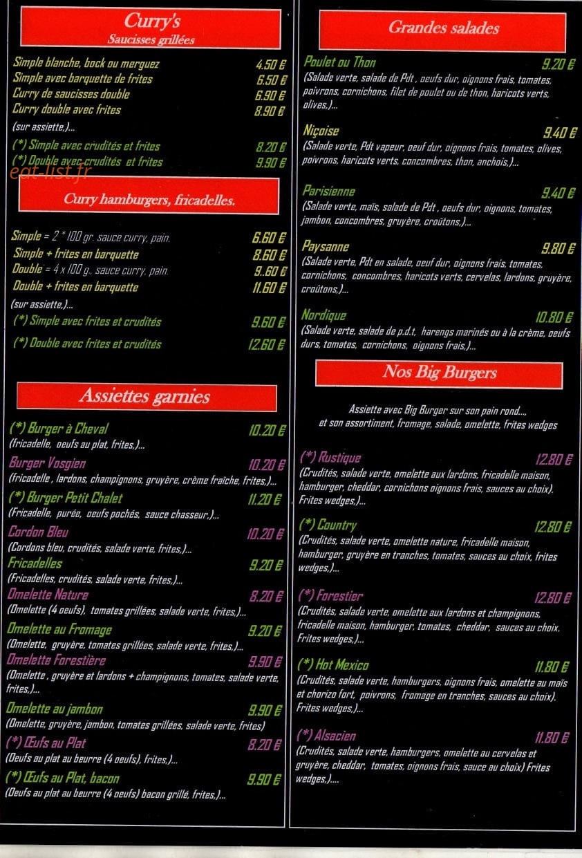 Le Petit Chalet — carte page 3