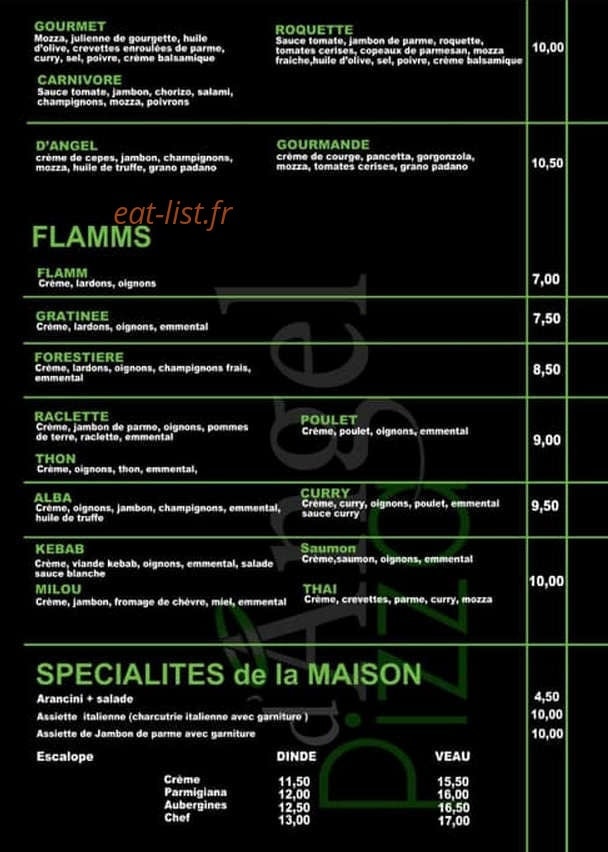 Pizzeria d'Angel — carte page 3