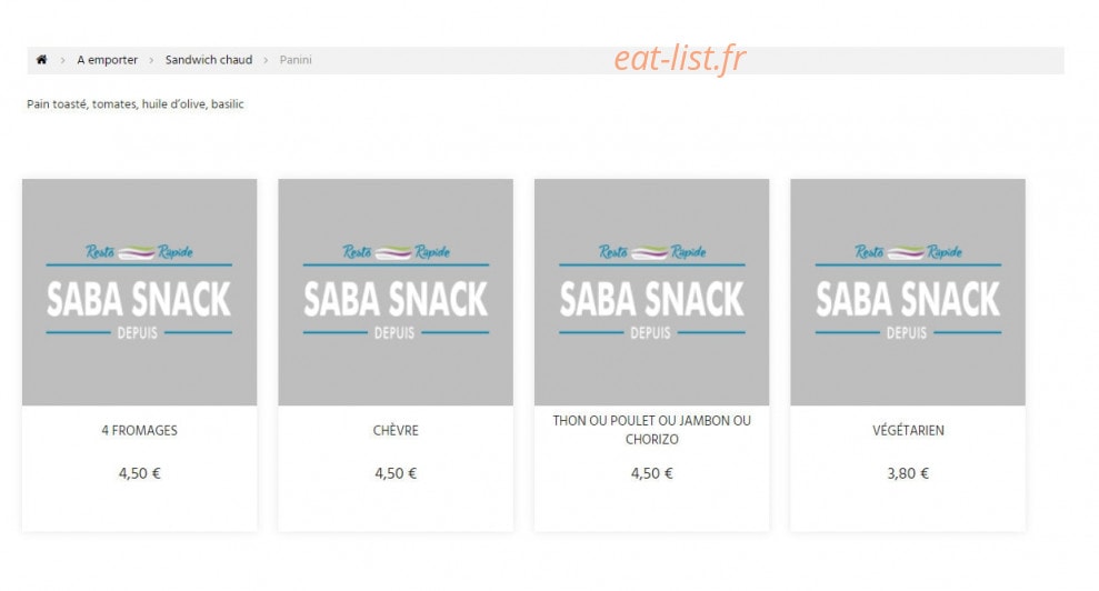 Saba Snack — carte page 9