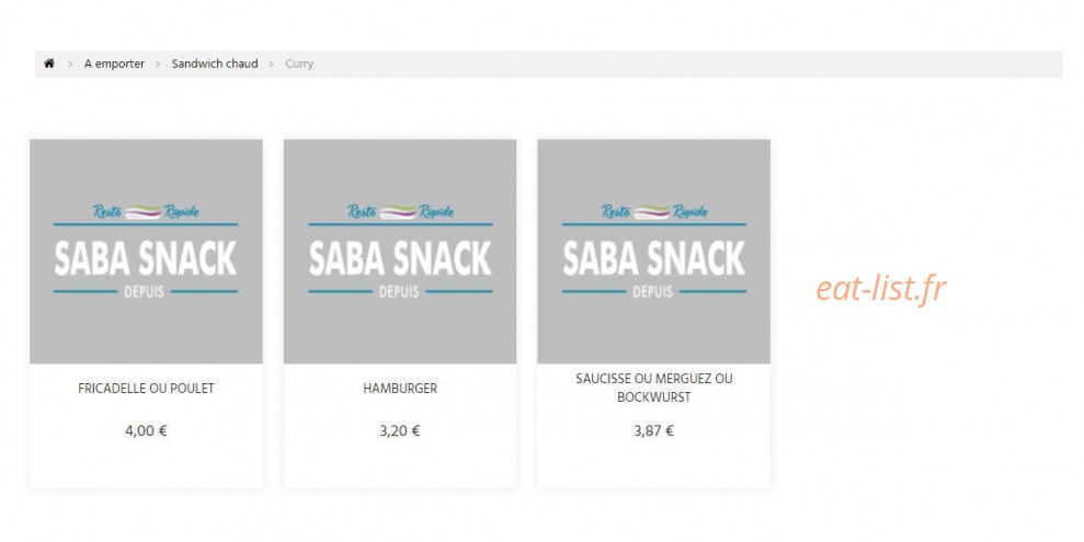 Saba Snack — carte page 7