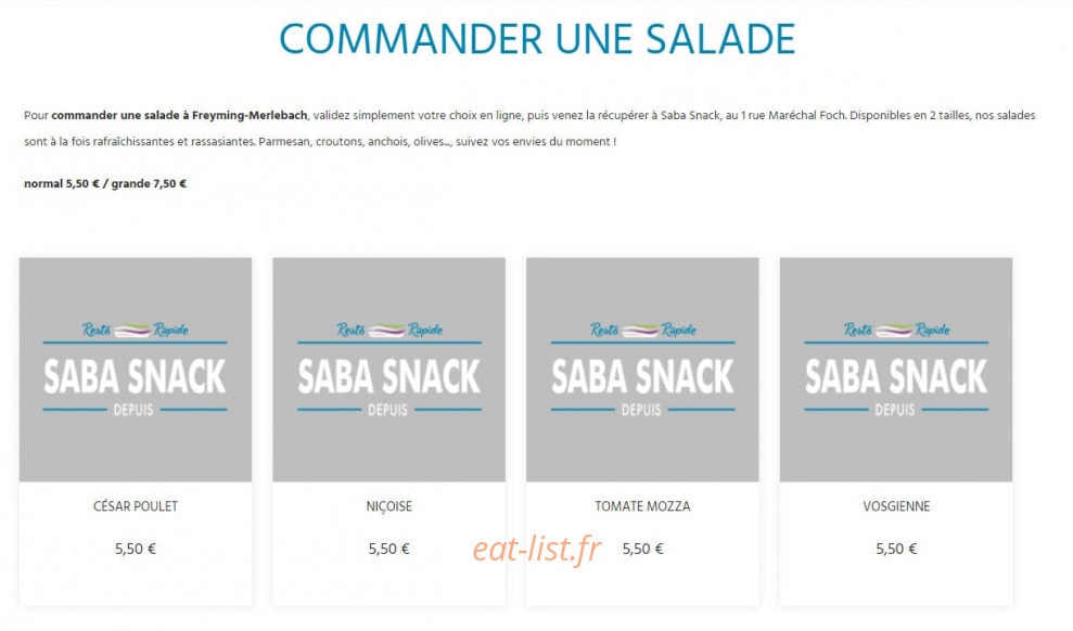 Saba Snack — carte page 10