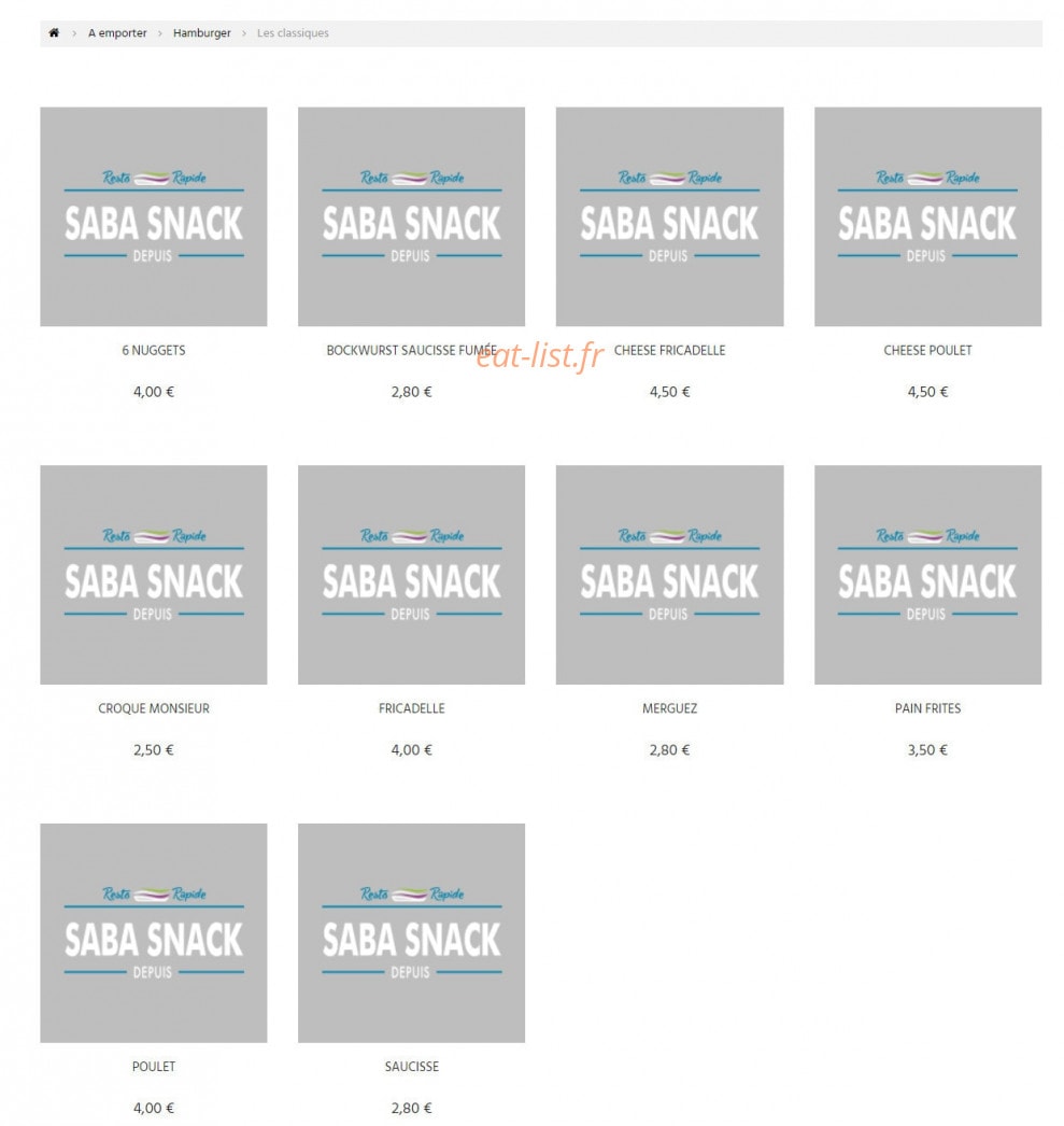Saba Snack — carte page 2