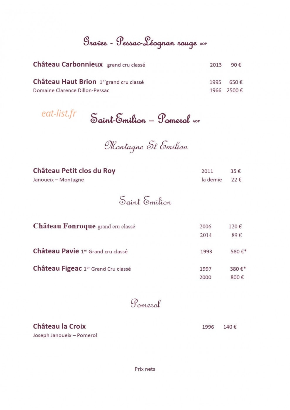 Chez michele — carte page 18