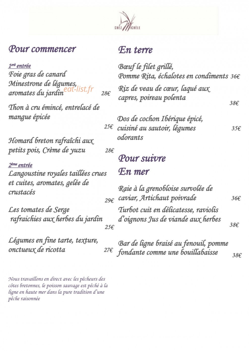 Chez michele — carte page 1