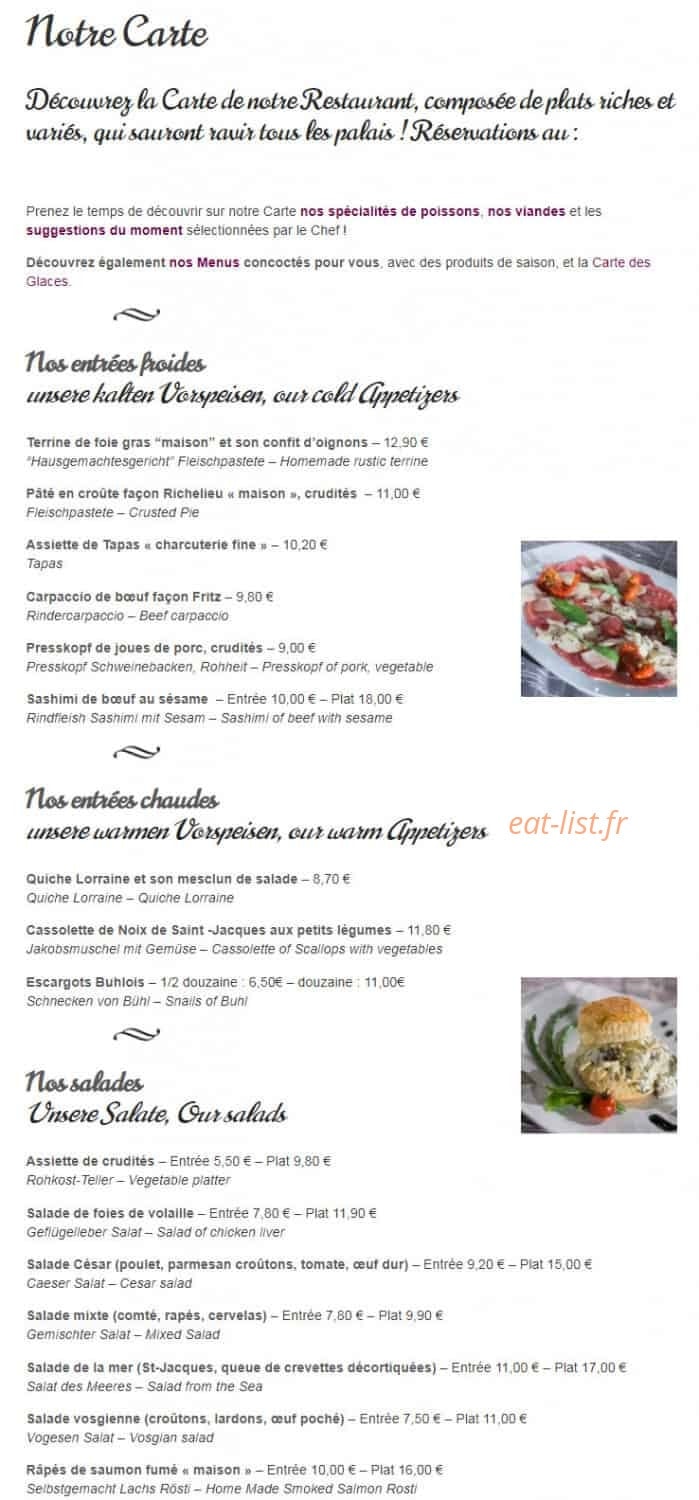 Brasserie des Eclusiers — carte page 2