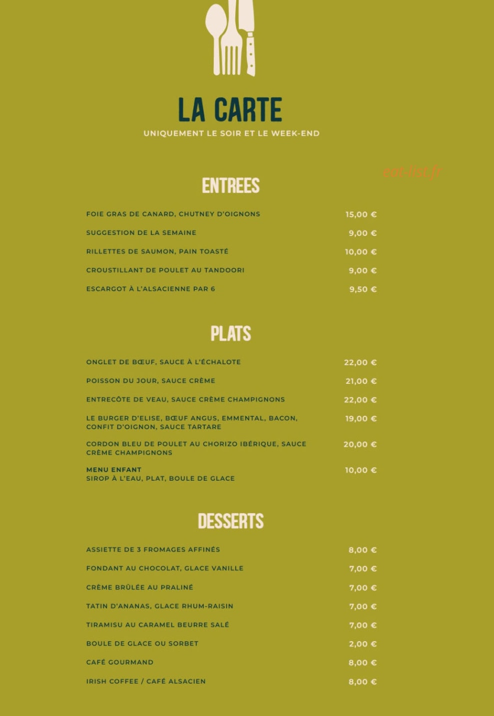 Chez Elise — carte page 2