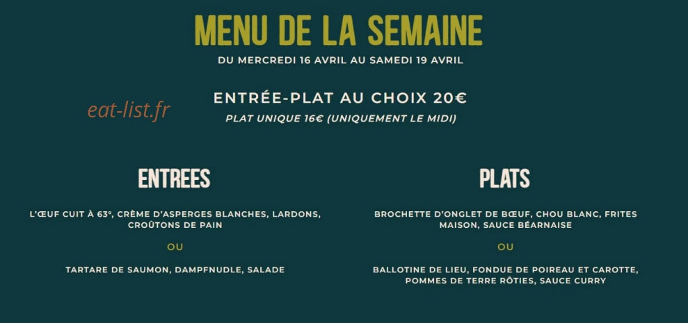 Chez Elise — carte page 1