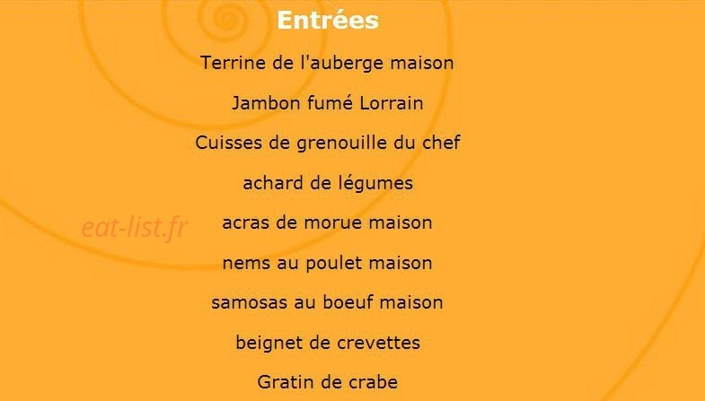Auberge du Mesnil — carte page 1