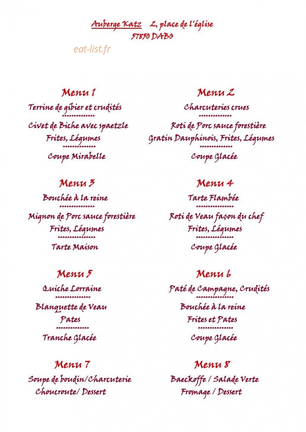 Auberge Katz — carte page 5