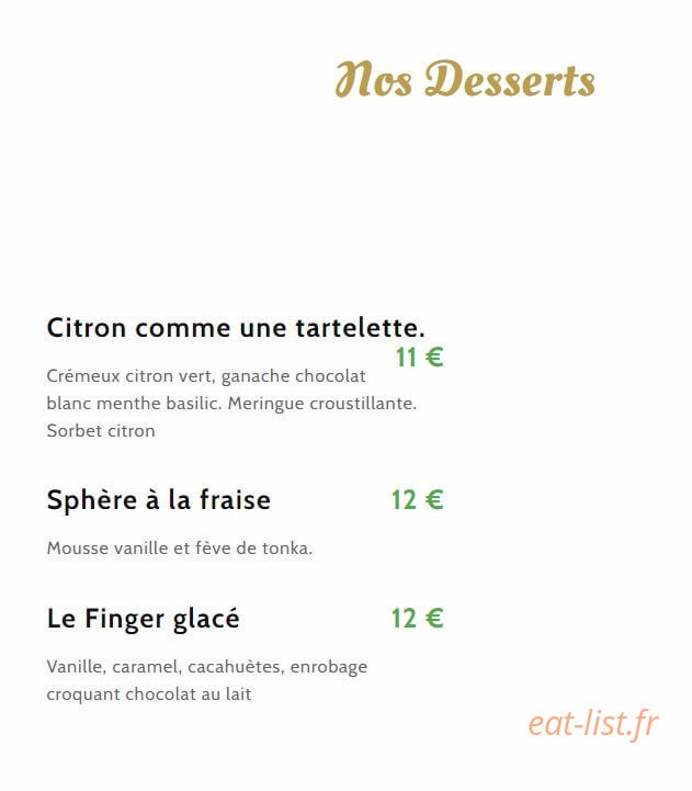 L’atelier restaurant — carte page 3