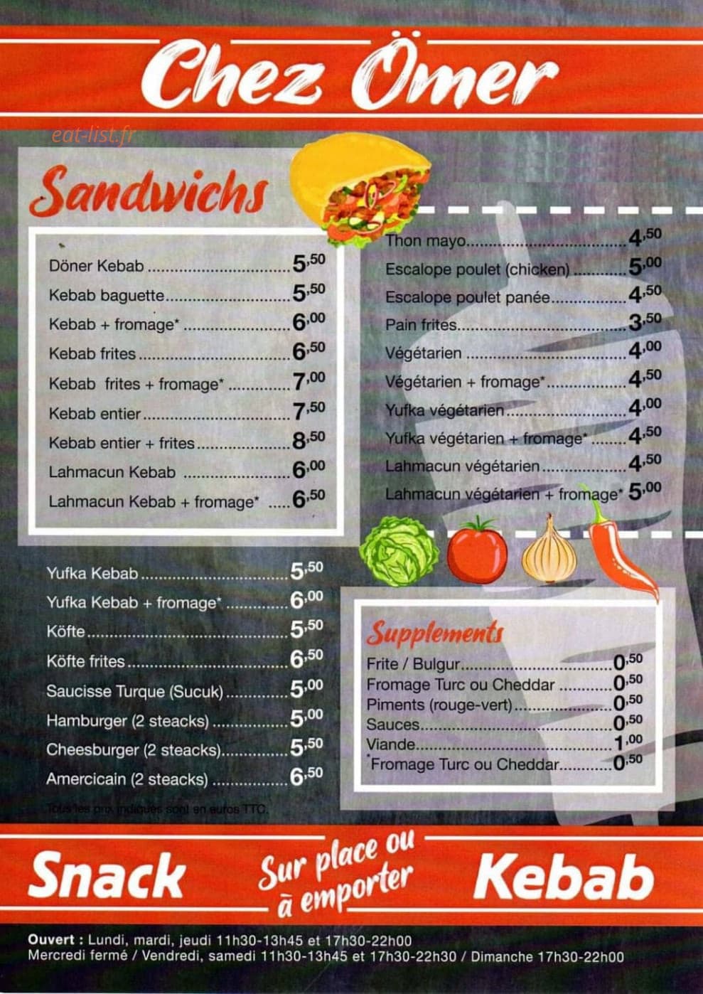 Snack Chez Ömer — carte page 1