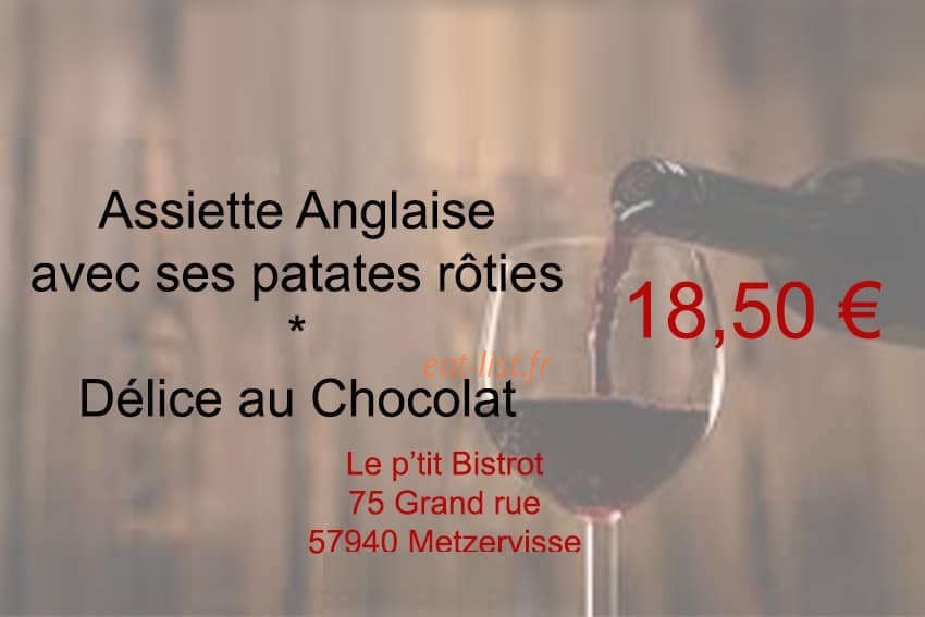 Le P'tit Bistrot — carte page 1
