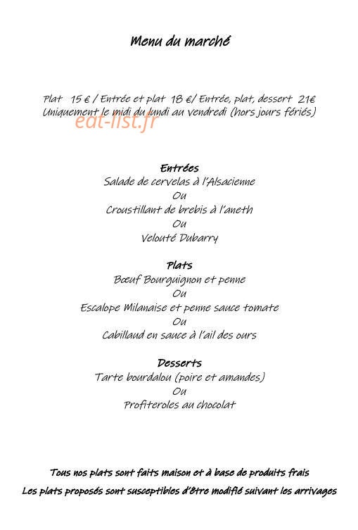 Auberge de Michele — carte page 1