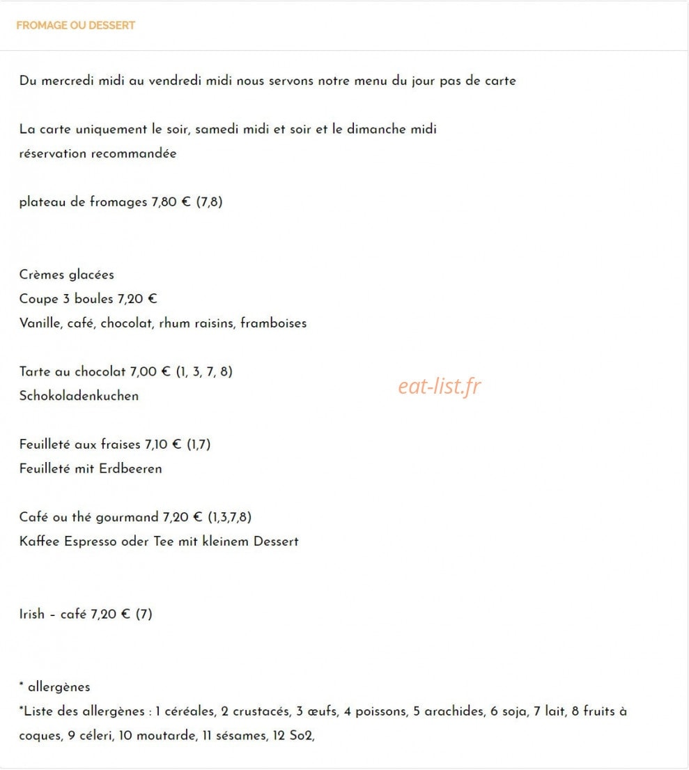 Auberge des Mesanges — carte page 3
