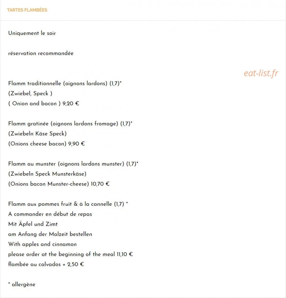 Auberge des Mesanges — carte page 4
