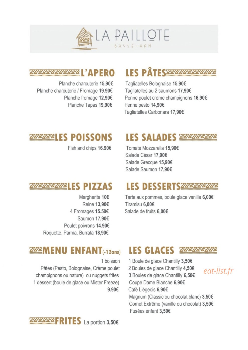 La Paillote — carte page 1