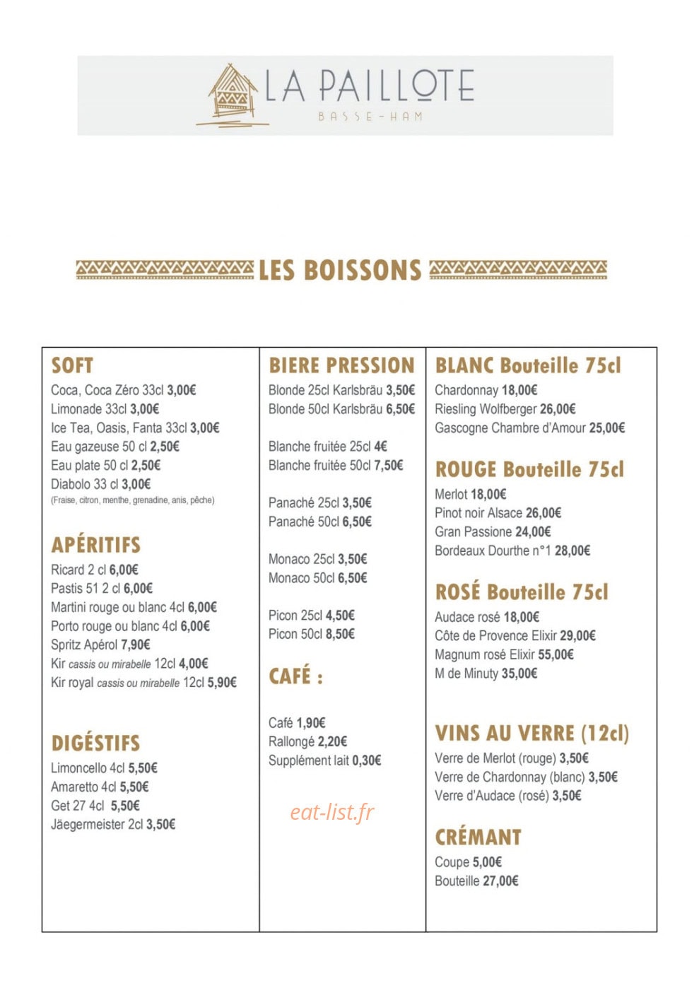 La Paillote — carte page 2