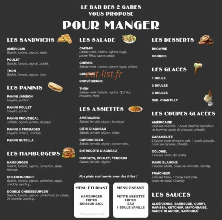 Bar des 2 Gares — carte page 1