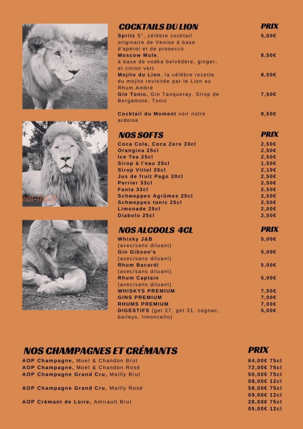 Bar Le Lion d’or — carte page 3
