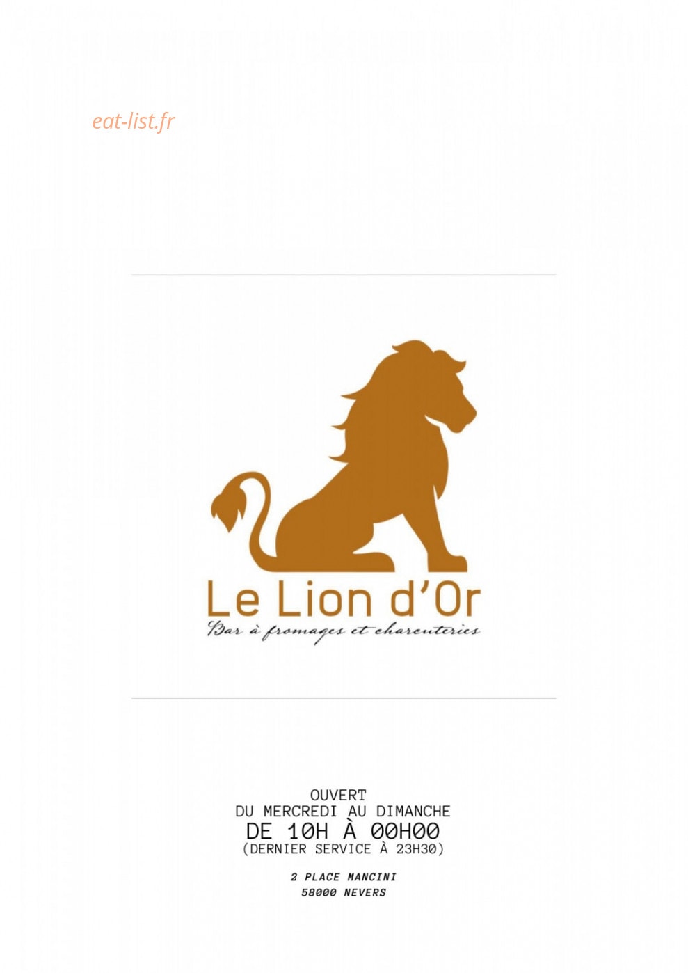 Bar Le Lion d’or — carte page 1