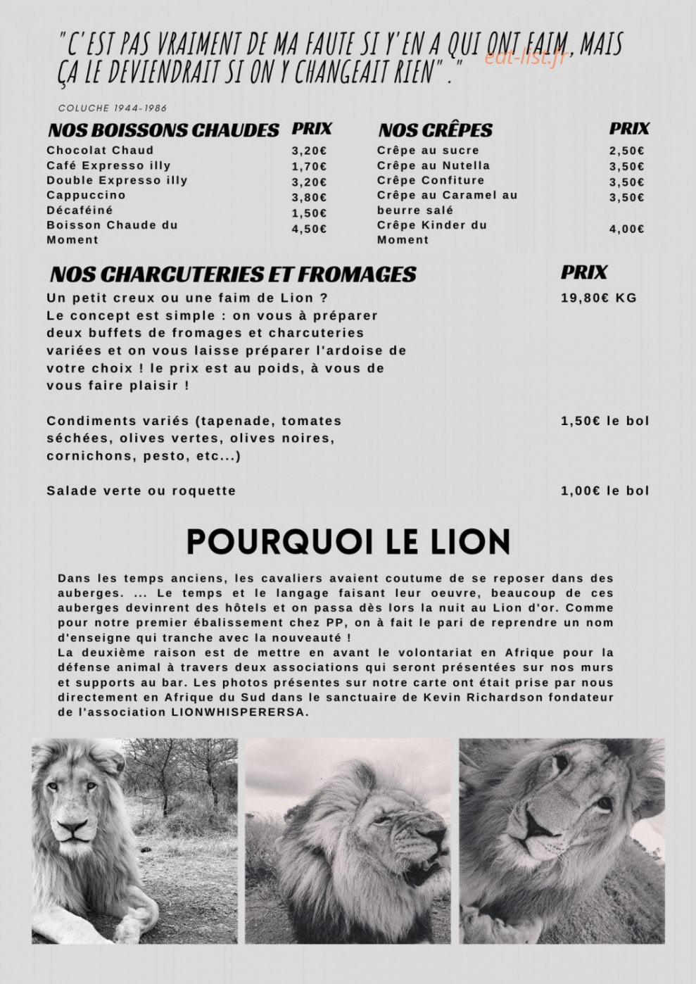 Bar Le Lion d’or — carte page 5