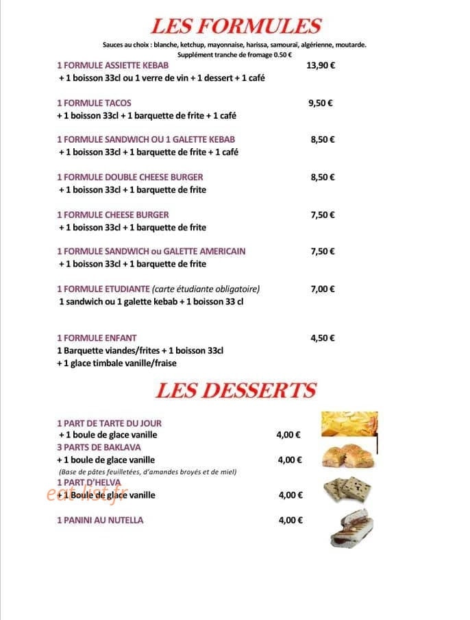 Europe Kebab — carte page 1