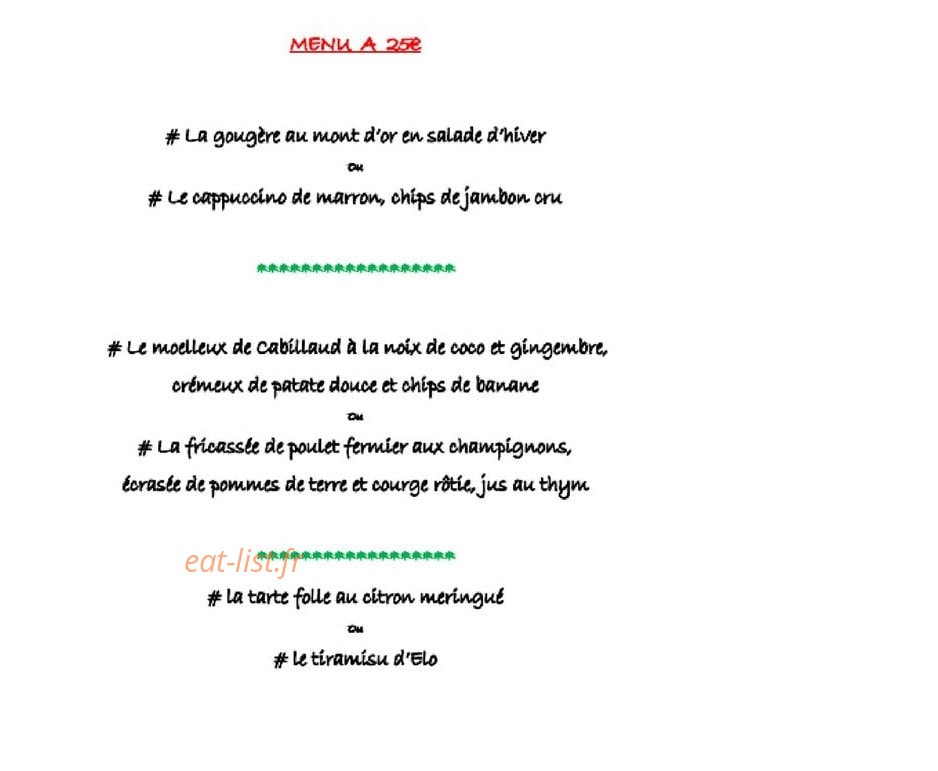 La Table d'Elo — carte page 1