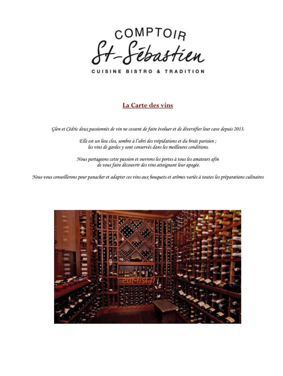 Le Comptoir Saint Sebastien — carte page 10