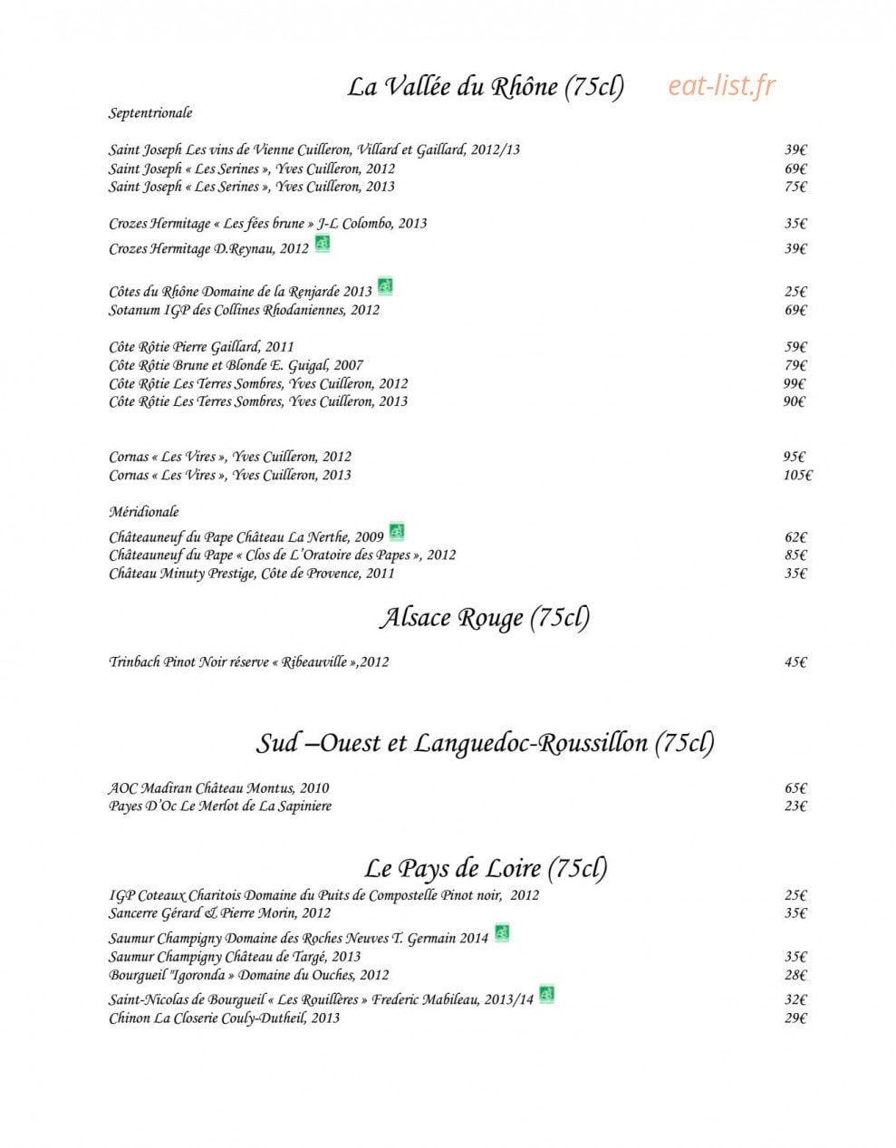 Le Comptoir Saint Sebastien — carte page 17