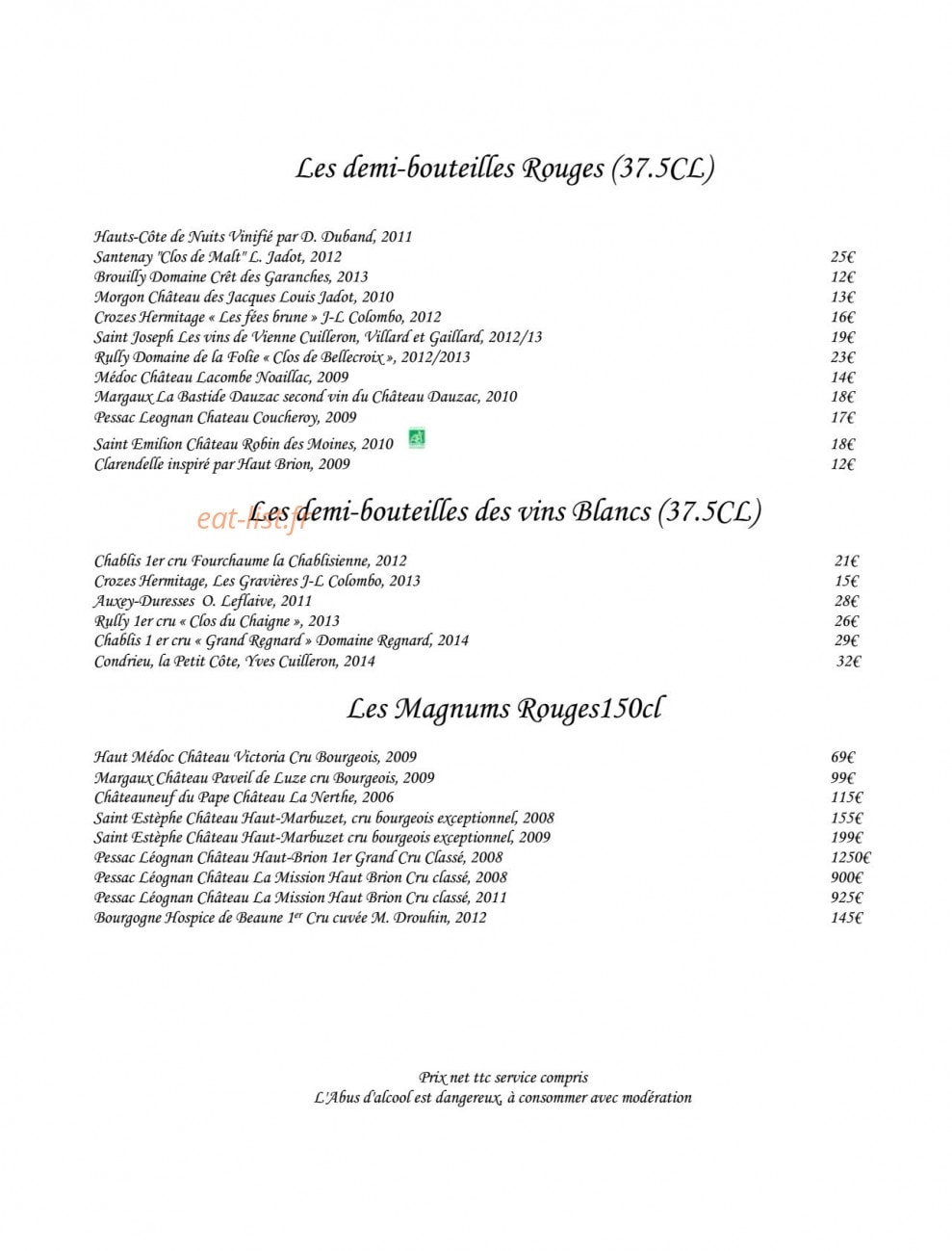 Le Comptoir Saint Sebastien — carte page 12
