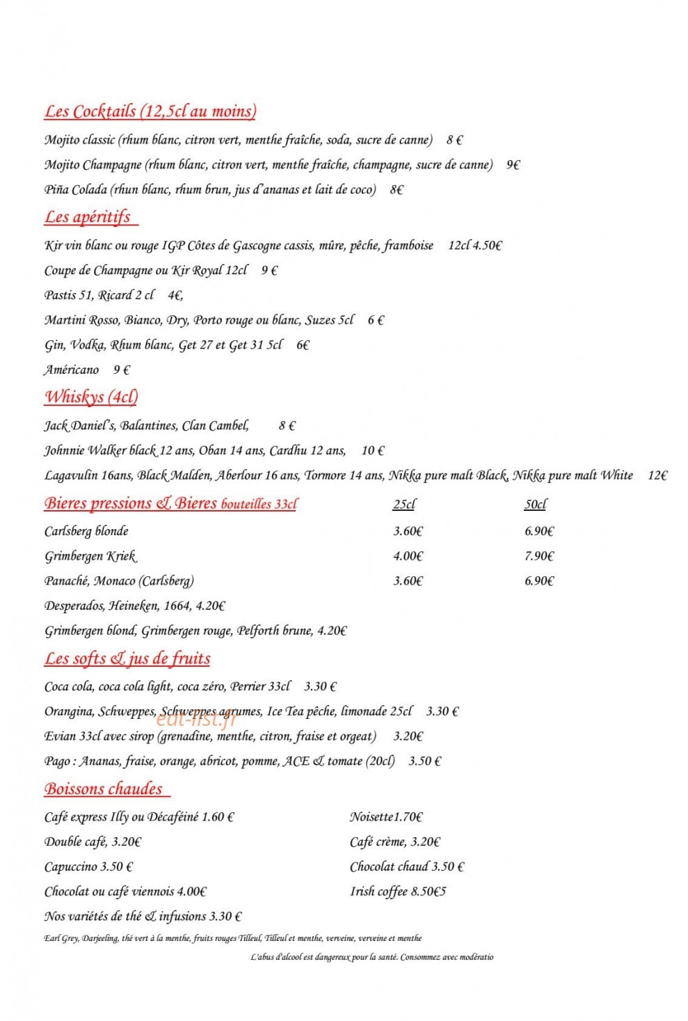 Le Comptoir Saint Sebastien — carte page 2