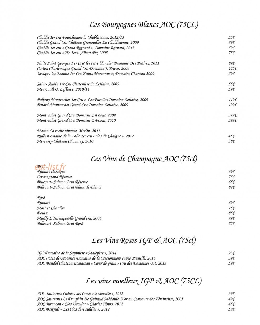 Le Comptoir Saint Sebastien — carte page 14