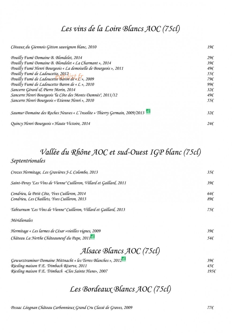Le Comptoir Saint Sebastien — carte page 15