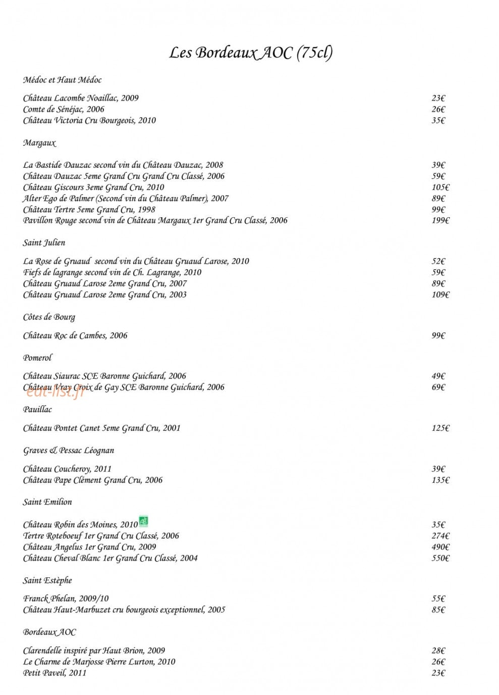 Le Comptoir Saint Sebastien — carte page 16