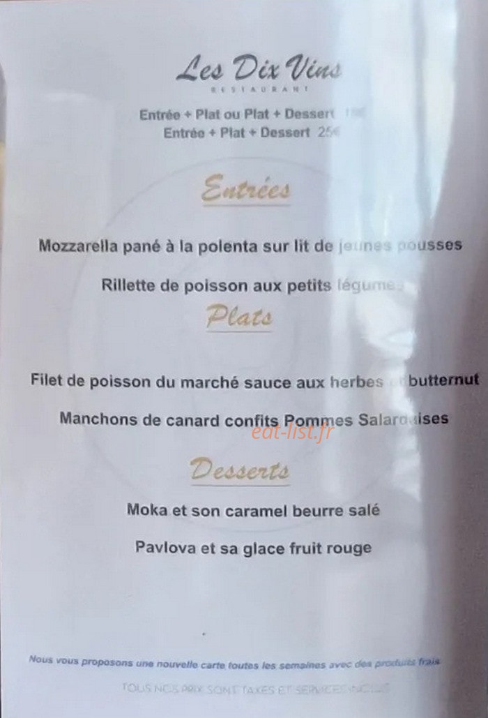 Les Dix Vins — carte page 1