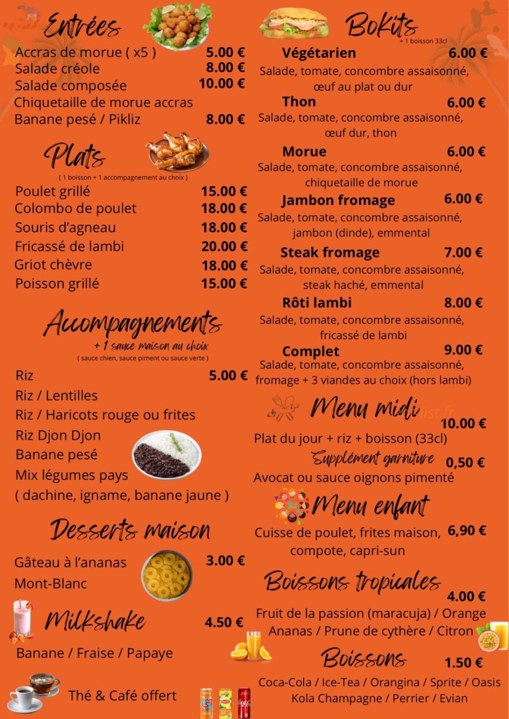 MM Restaurant — carte page 2