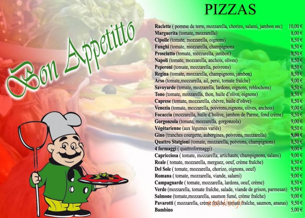 Pizza Gino — carte page 1