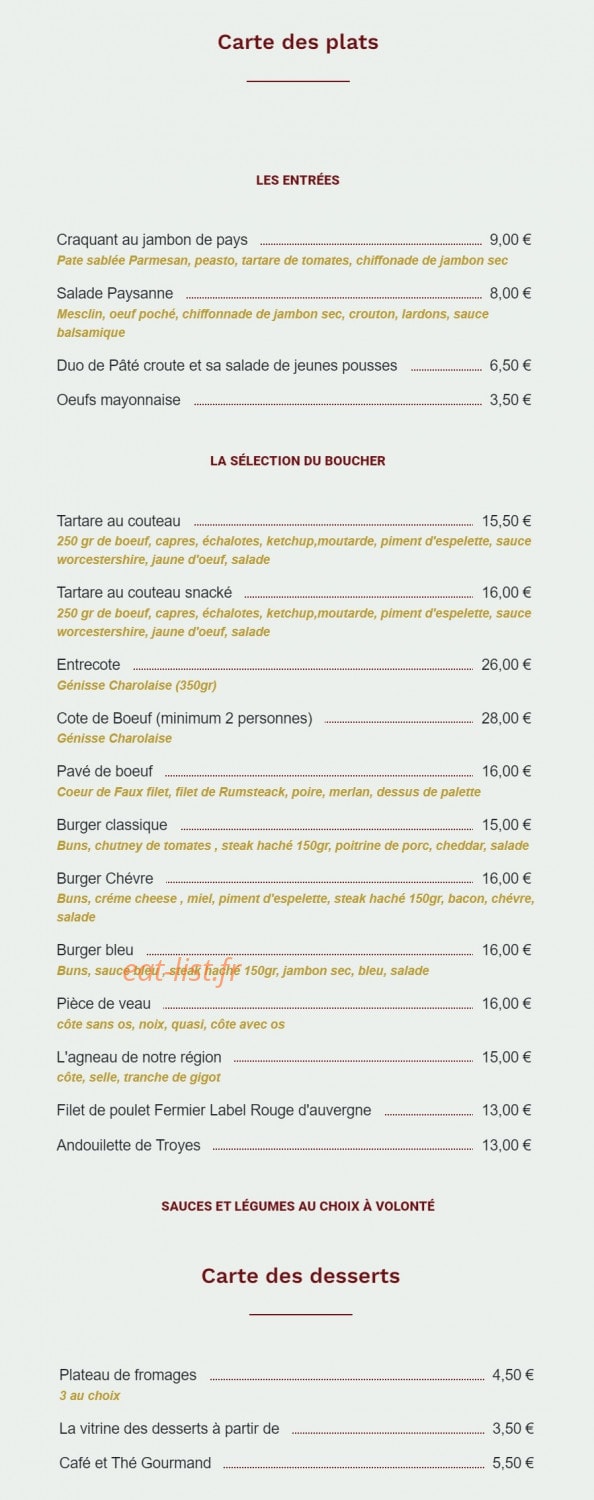 Resto du Boucher — carte page 4