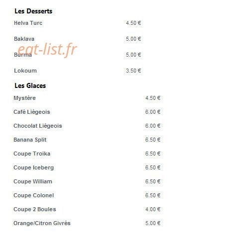 Saveurs d'Orient — carte page 2