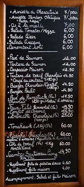Steakhouse chez rose — carte page 1