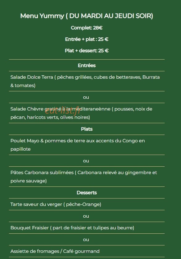 yummy Place — carte page 2