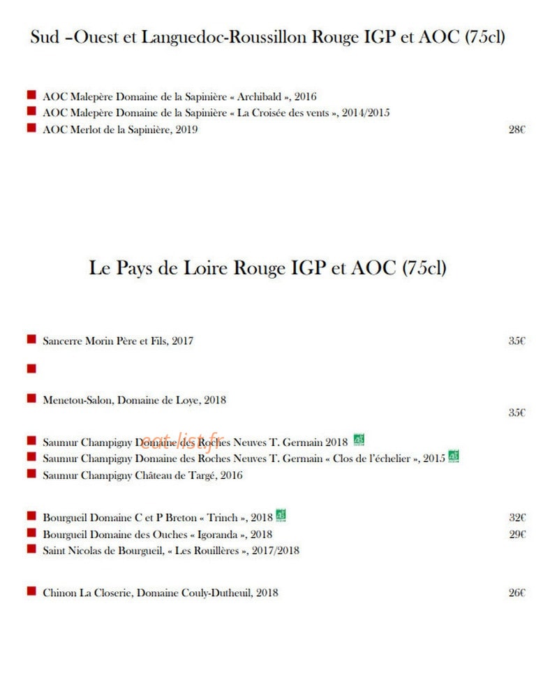 Bistro Ma Bourgogne — carte page 13
