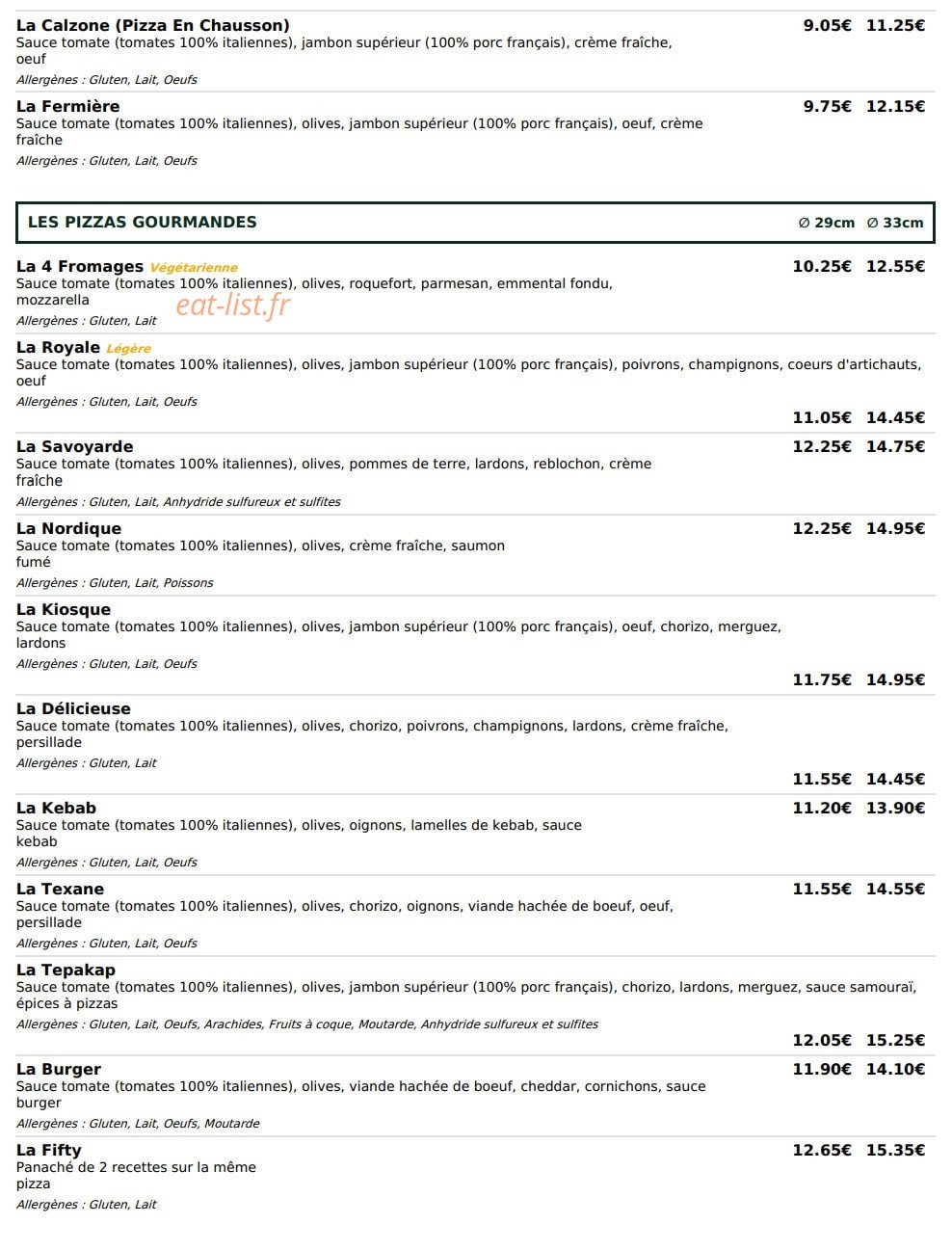 Le Kiosque à Pizzas — carte page 2