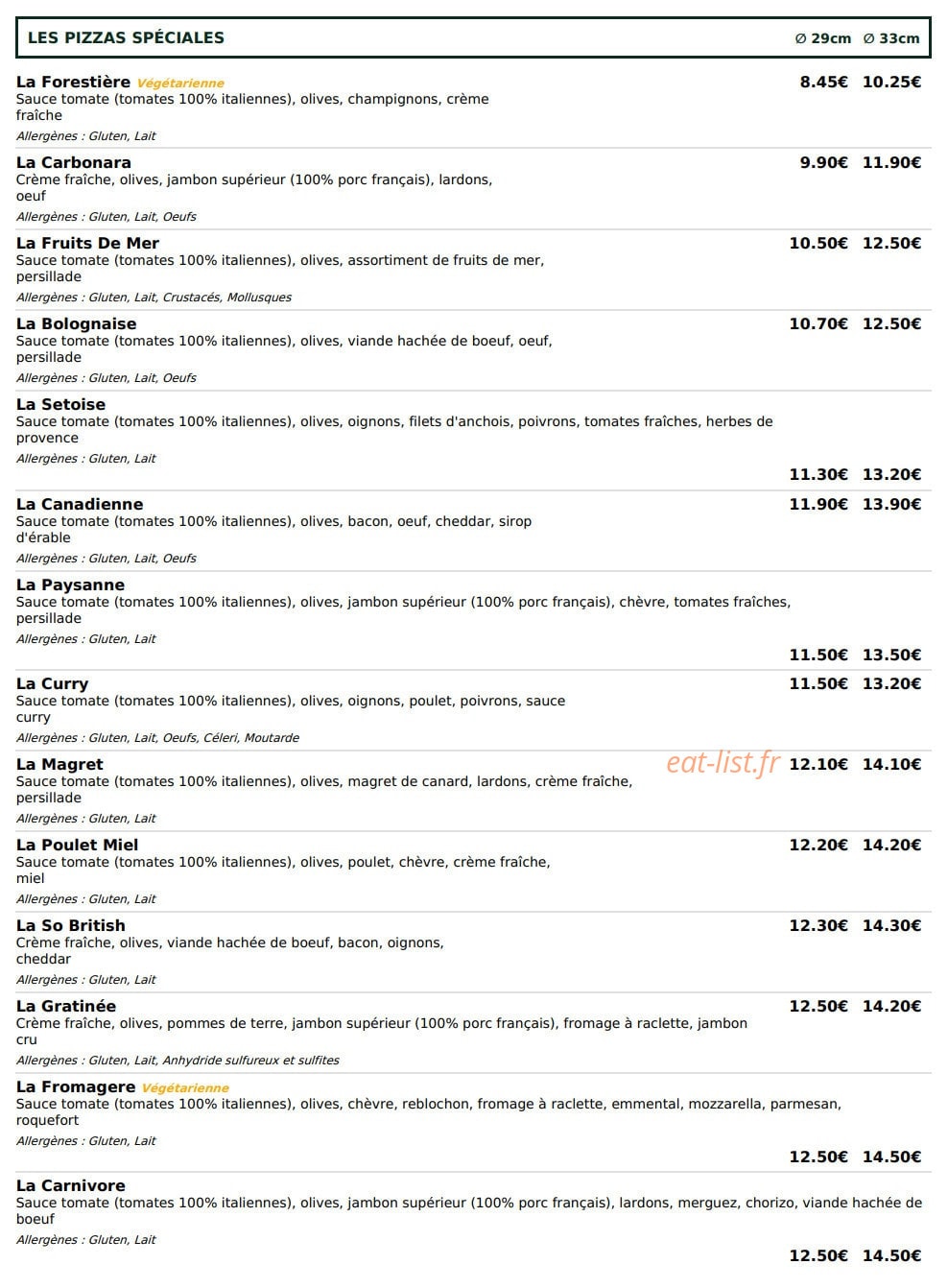 Le Kiosque à Pizzas — carte page 3