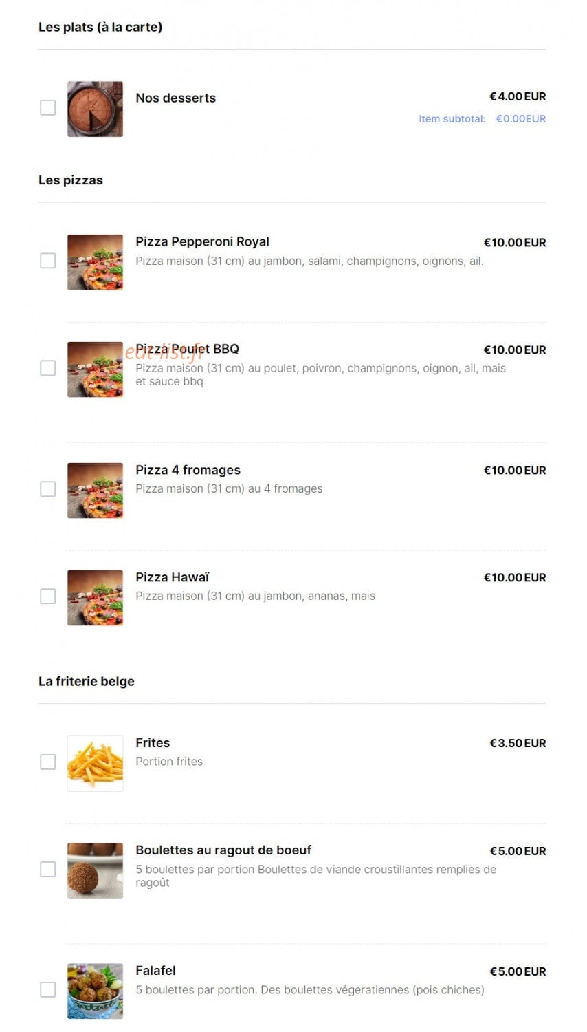 Bar Brinay — carte page 1