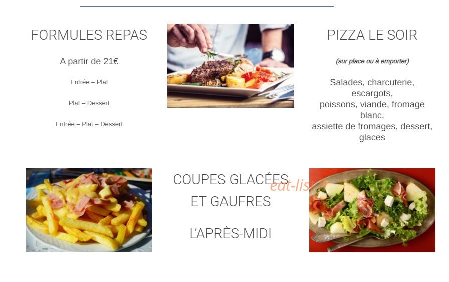 Carte et menu de Les Terrasses du Lac à Chateau Chinon Ville — La carte