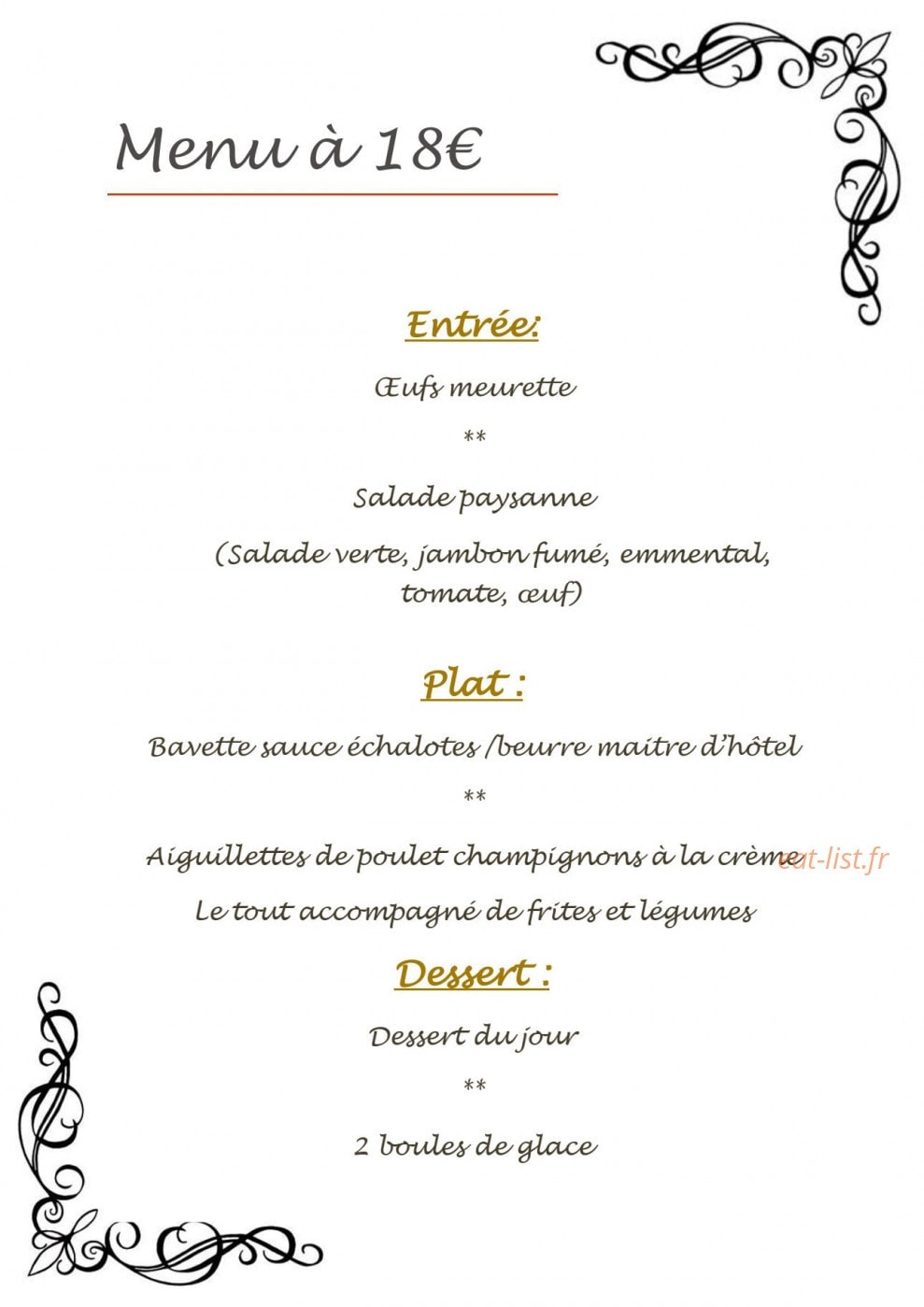 L'Auberge du Crescent — carte page 1