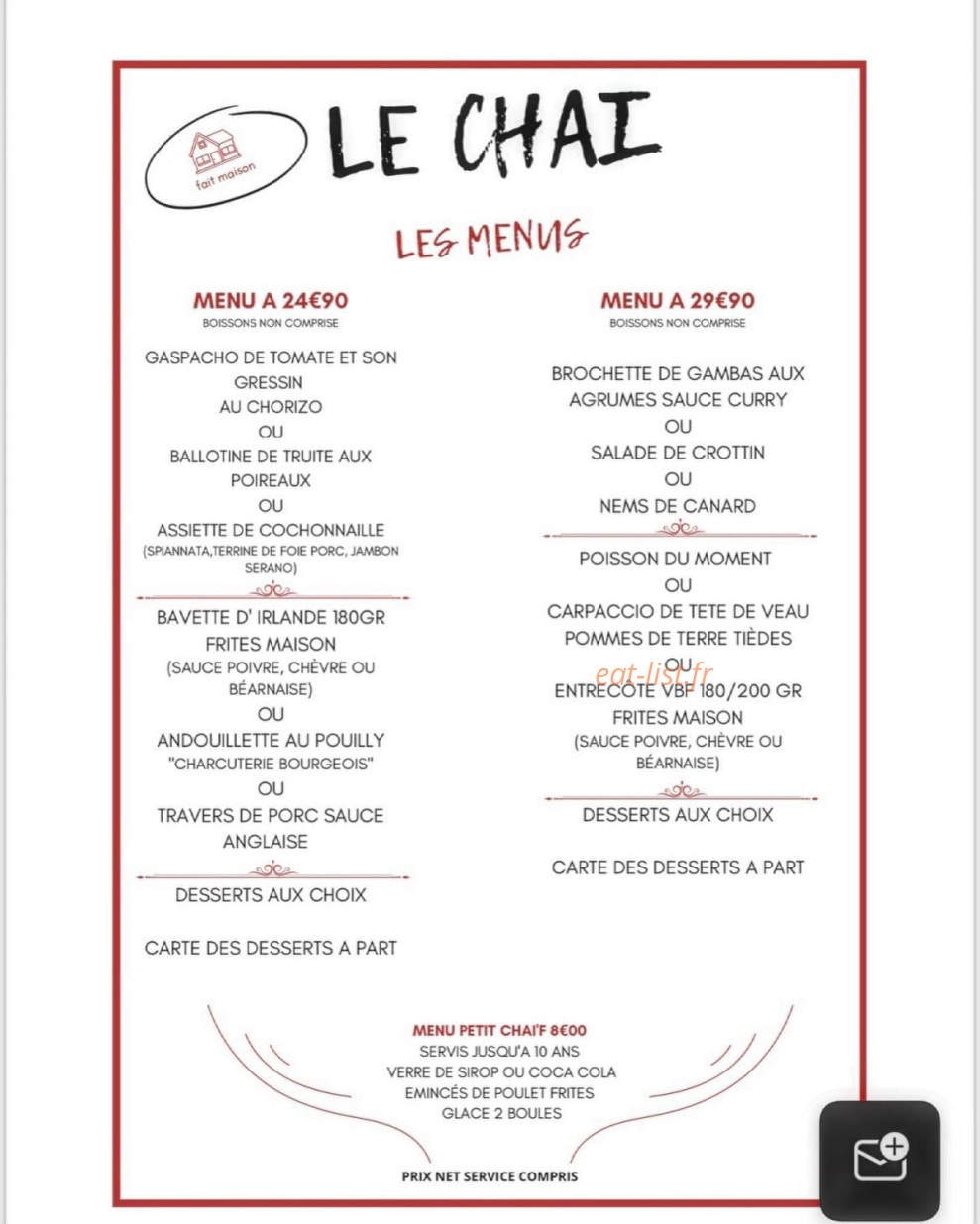 Le Chai — carte page 1